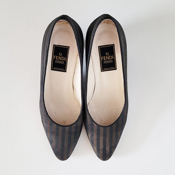 Fendi Vintage Women Signature Stripe Designer Pump Heels - Size 36 - Picture 4 of 11